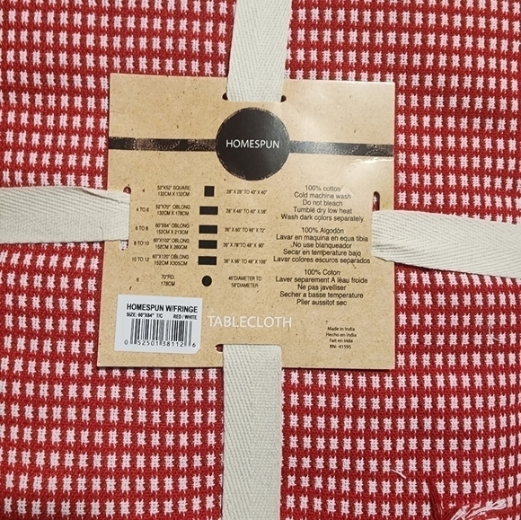 𝅺LINTEX Homespun Red 100% Cotton Tablecloth 60"X84" - Picture 3 of 4